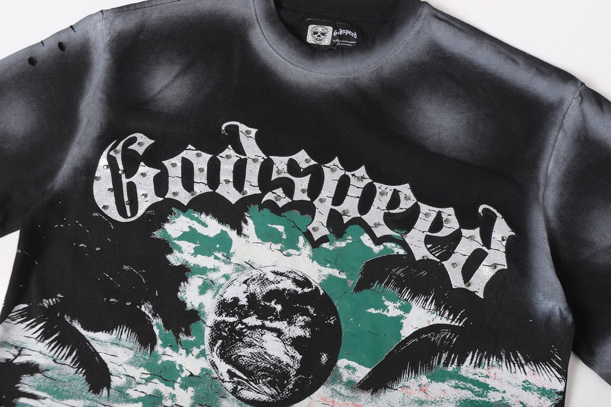 Godspeed Puffito Paradise Spray-Dye Graphic T-Shirt — detail