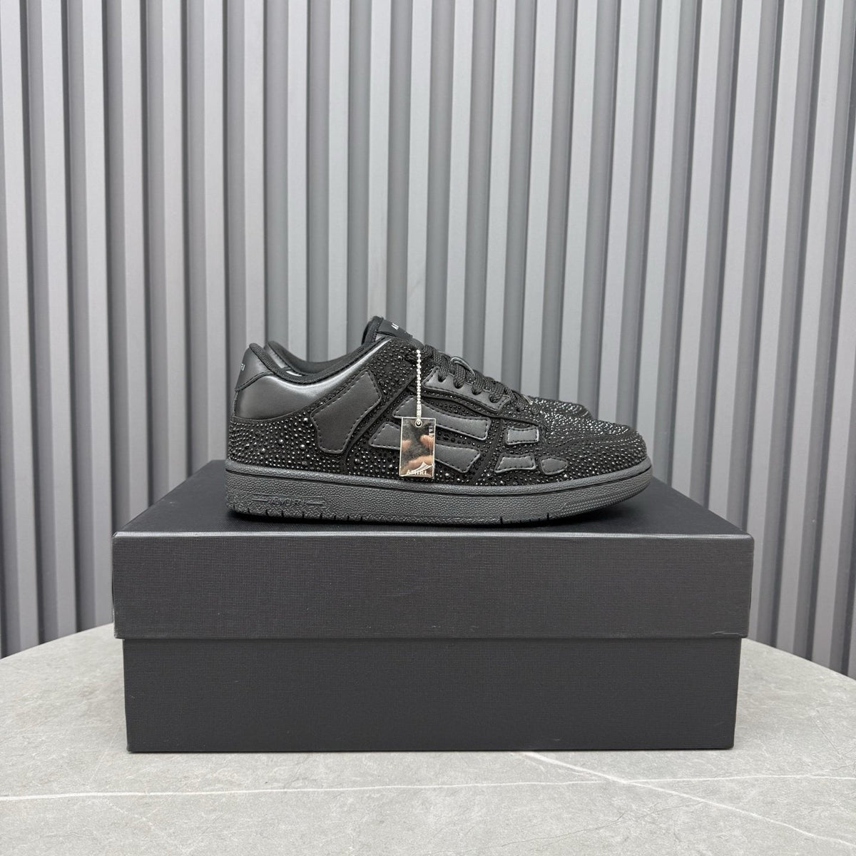 AMIRI Black Embellished Low-Top Sneakers — front