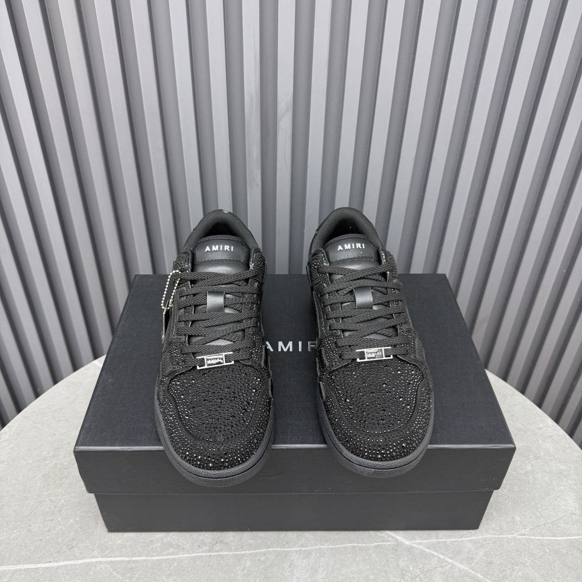 AMIRI Black Embellished Low-Top Sneakers — front