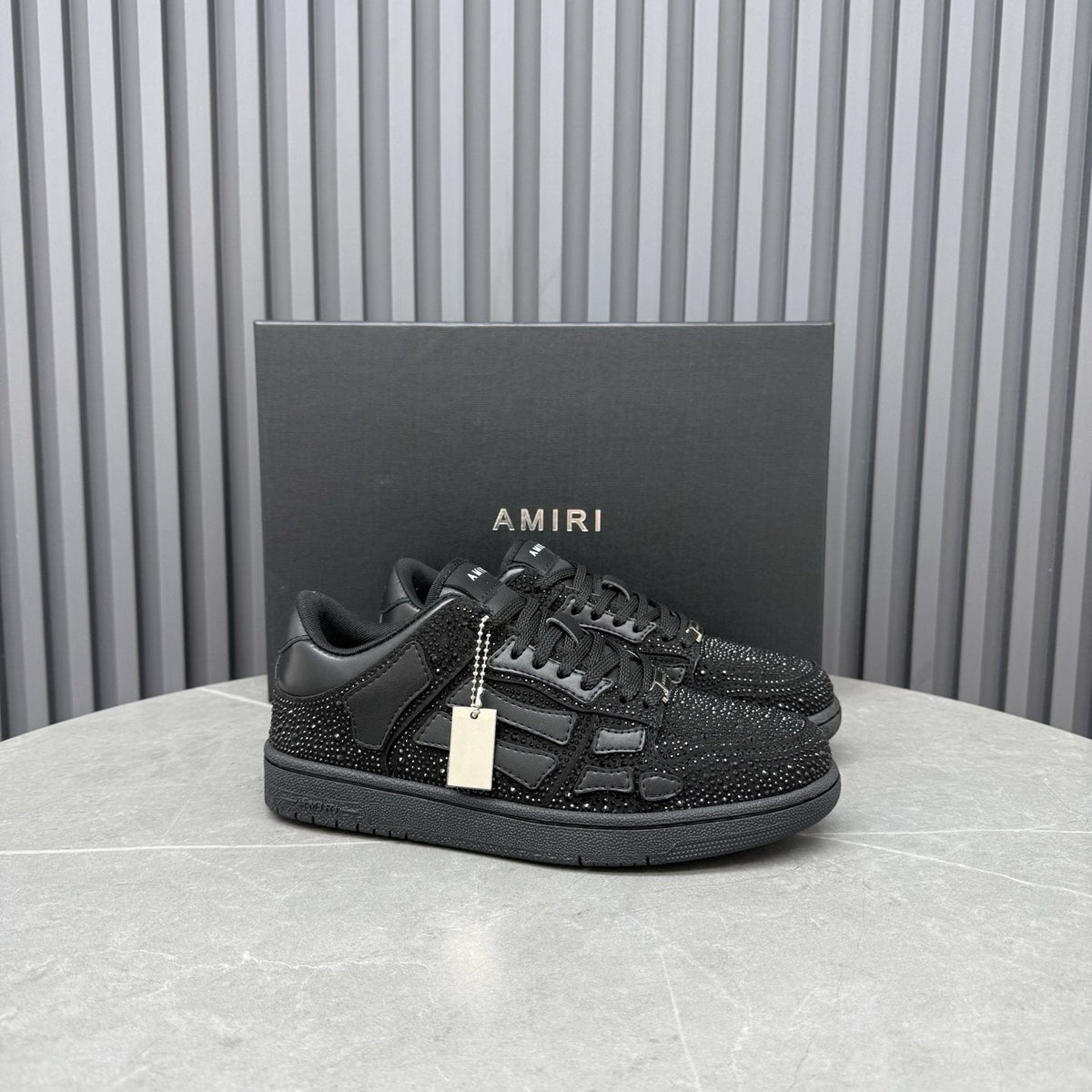 AMIRI Black Embellished Low-Top Sneakers — side