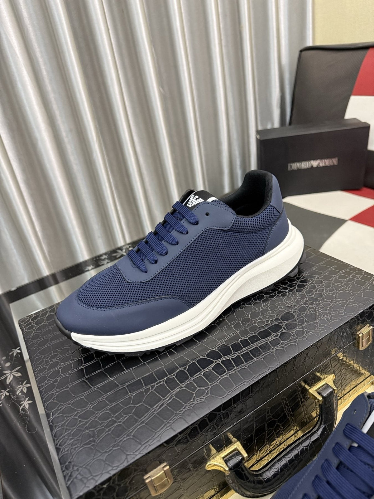 Armani Textured Low-Top Sneakers — front