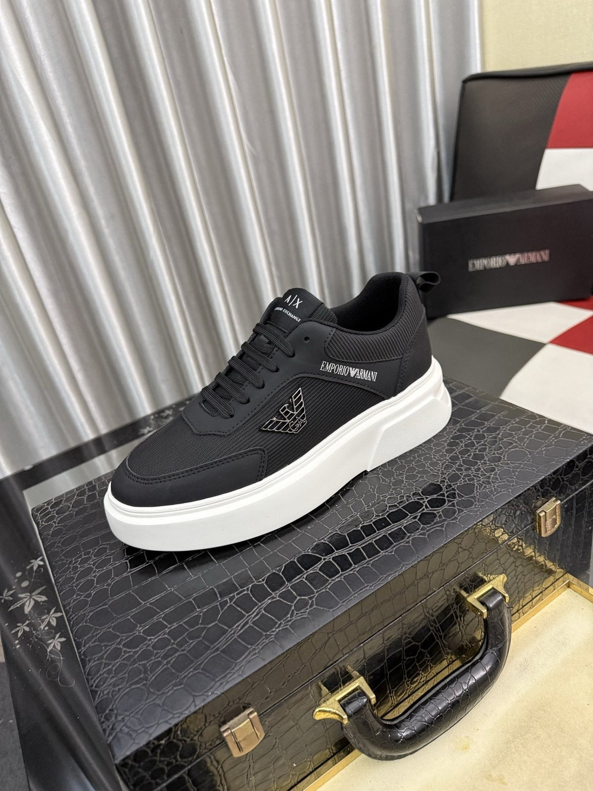 Armani Exchange Mesh Panel Sneakers — front