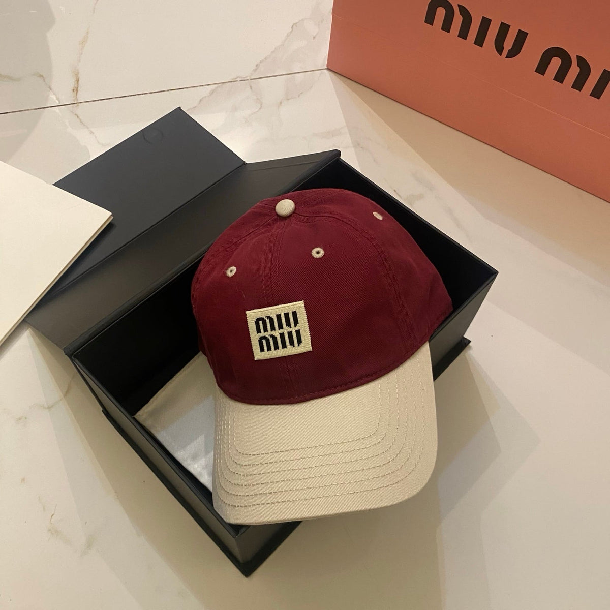 Miu Miu Color-Block Logo Baseball Cap